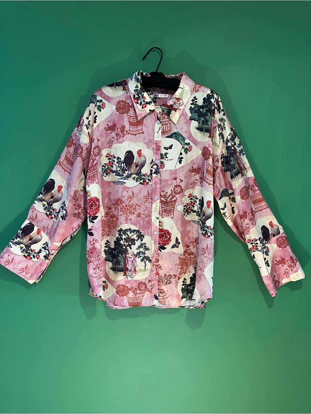 Zara Pajama Style Asian Inspired Top Size M